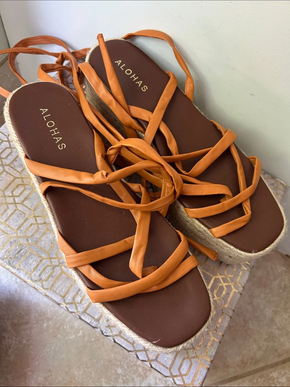 Alohas Paw Paw Platform Espadrille Sandals Women's size 39/9